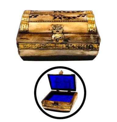 BN110 - Bone Box w/Brass trim & Purple Velvet